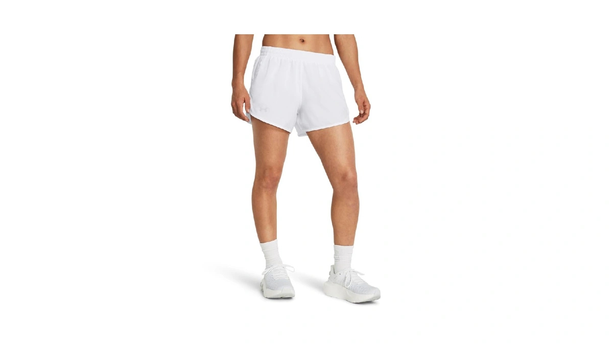 Under Armour Womens Fly By Shorts, (100) White/white/reflective, X-large