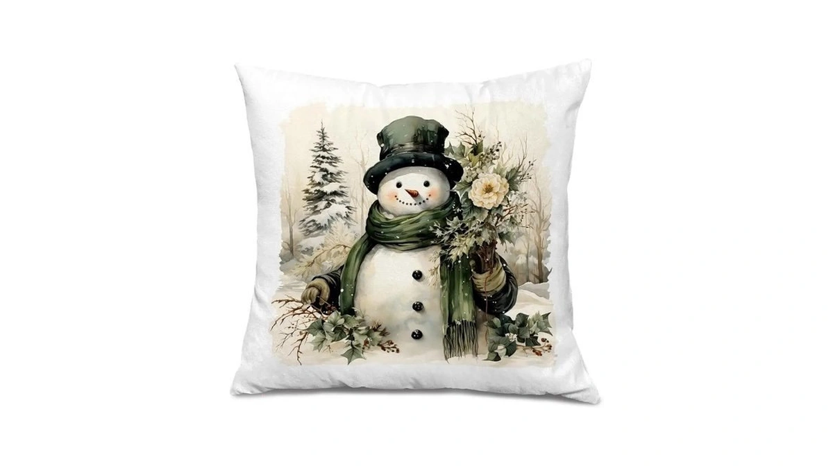 Foritho Vintage Christmas Snowman Throw Pillow Covers 18x18, Christmas Snowman