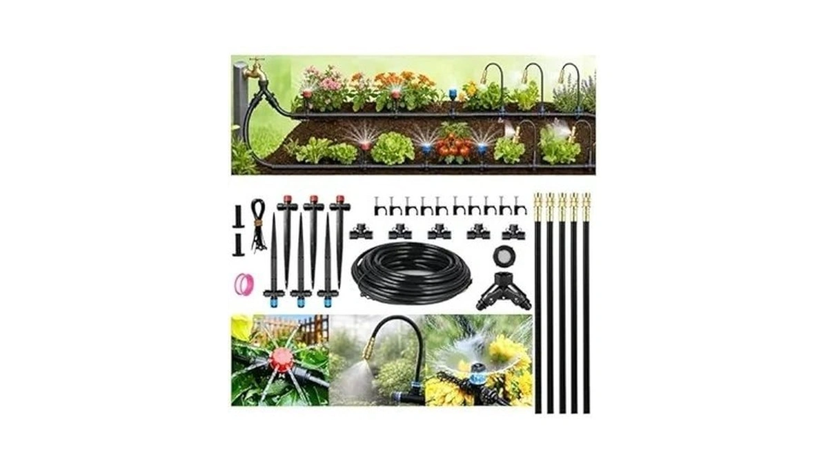 50ft Drip Irrigation System For Starter: Small Garden Quick Connect