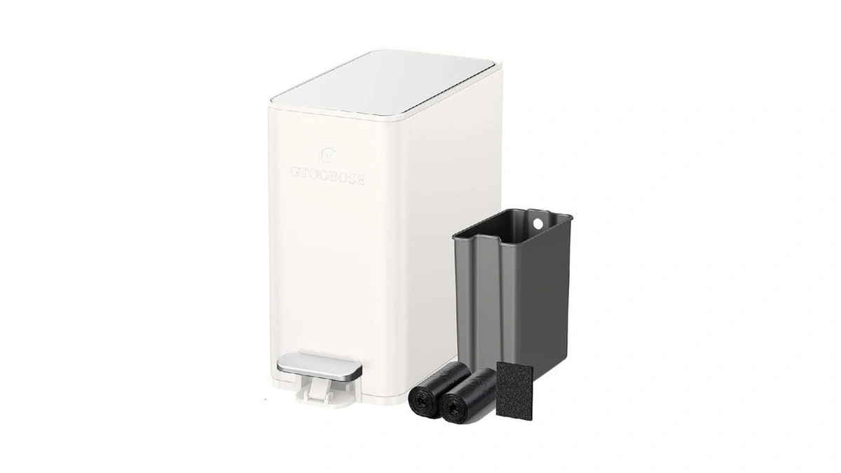 Gtoobose 6l/1.6g Slim Bathroom Trash Can, Narrow Stainless Steel Soft-close