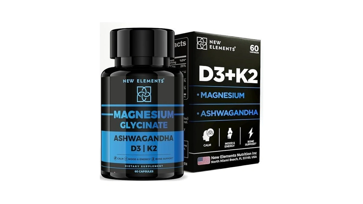 Magnesium Glycinate 1500mg With Ashwagandha 300mg + Vitamin D3 10,000