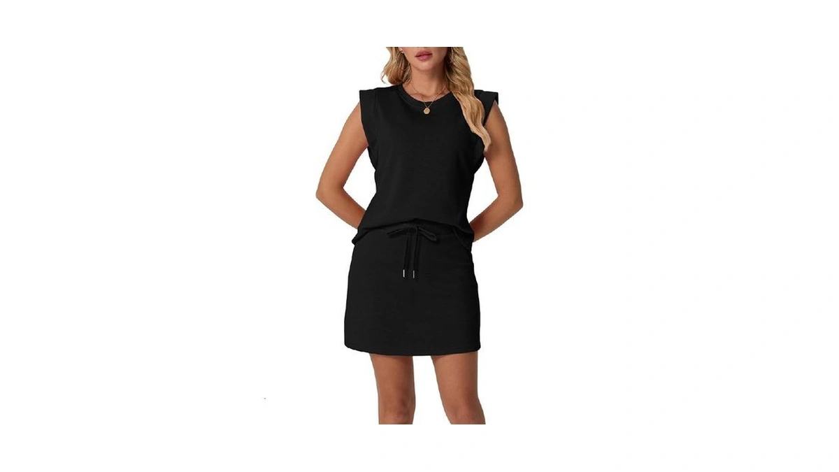 Grecerelle Women's Summer Cap Sleeve Top Skort Sets With Pockets
