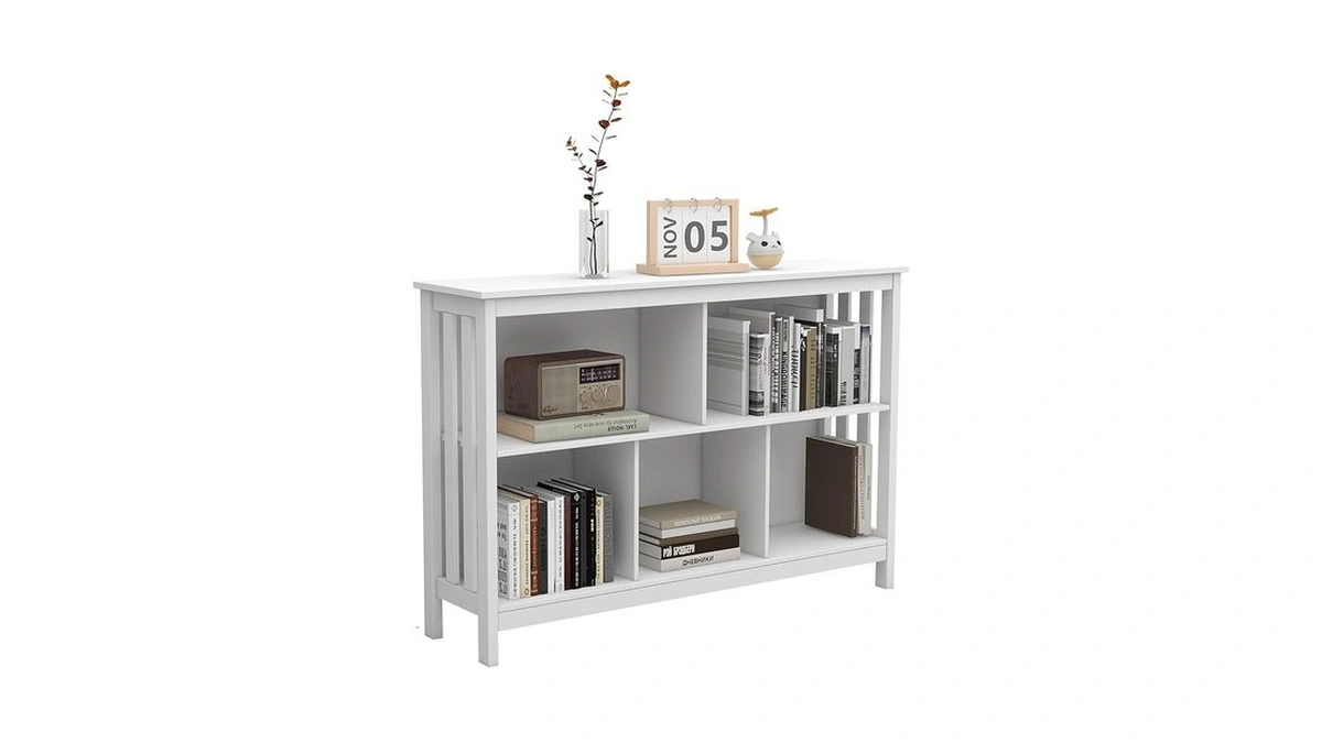 Taohfe Horizontal Bookshelf - Modern Minimalist 2-tier Book Shelf With