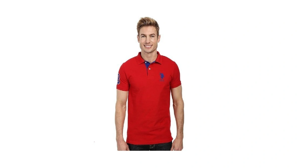 U.s. Polo Assn. Men's Slim Fit Pique Polo, Engine Red/international