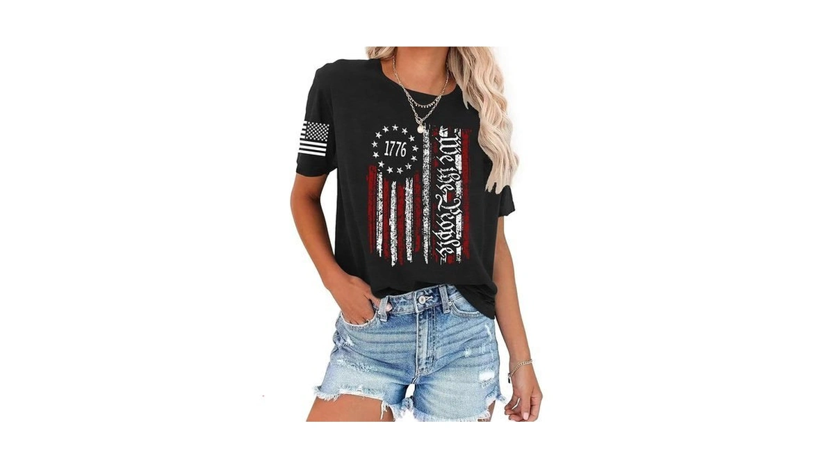 Hqp American Flag Shirt Women 4th Of July T-shirt Patriotic