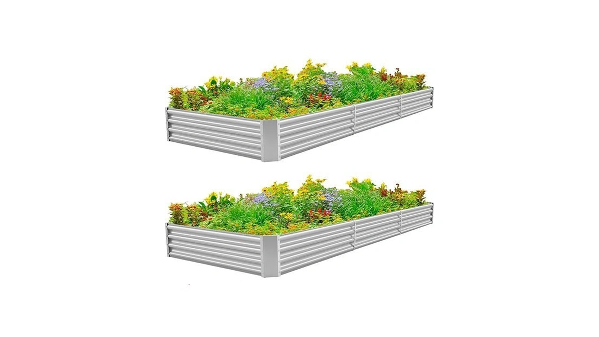 Land Guard 12Γ4Γ1ft Galvanized Raised Garden Bed Kit For Vegetables