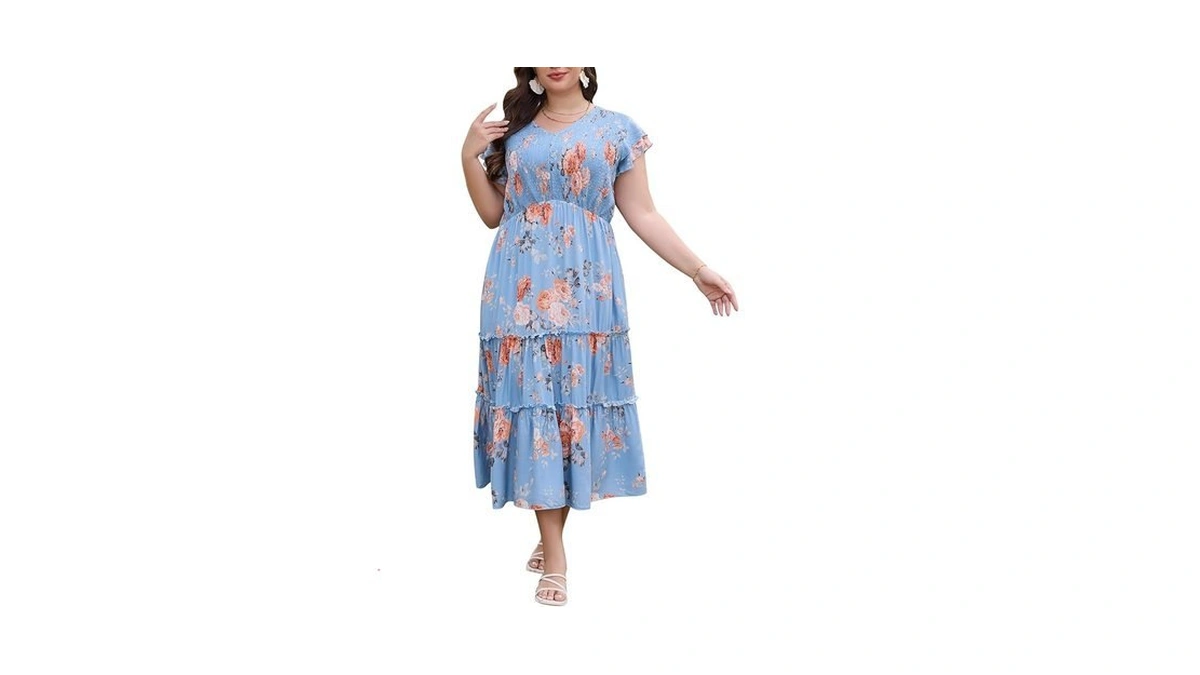 Keluummi Plus Size Summer Maxi Wedding Guest Dress For Curvy