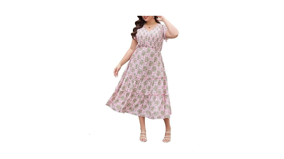 Keluummi Plus Size Summer Maxi Wedding Guest Dress For Curvy