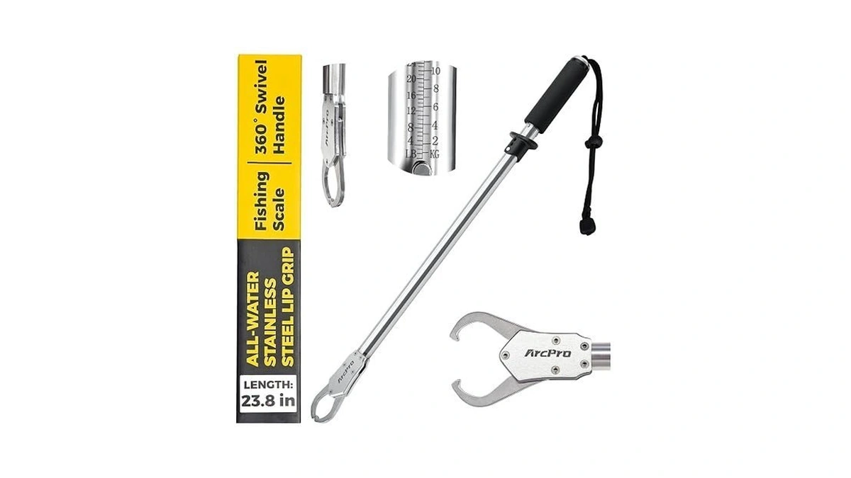 Arcpro 2-in-1 Fish Lip Gripper, 23.8" Stainless Steel Fish Gripper