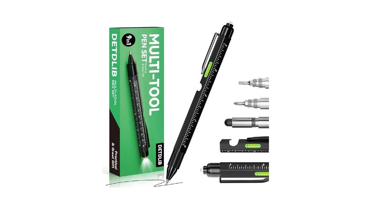 9-in-1 Multitool Pen With Led Light, Stylus, Level, Screwdriver, Fathers