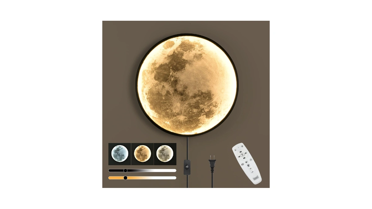 Skylumate Qiyimeilux Dimmable Moon Wall Sconce Plug In Modern Led