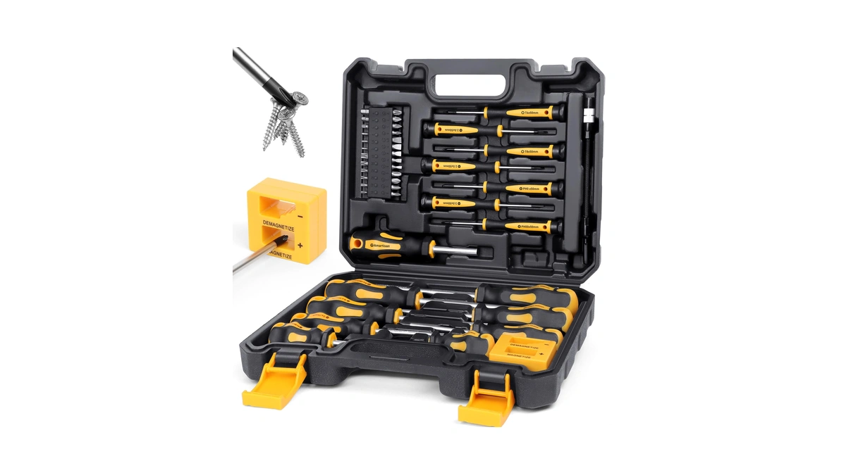Magnetic Screwdrivers Set With Case, Amartisan 43-piece Includs Slotted, Phillips,