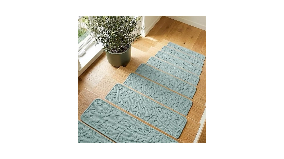 3d Embroidery Soft Stair Treads Covers 8x30, Cushioned Carpet For