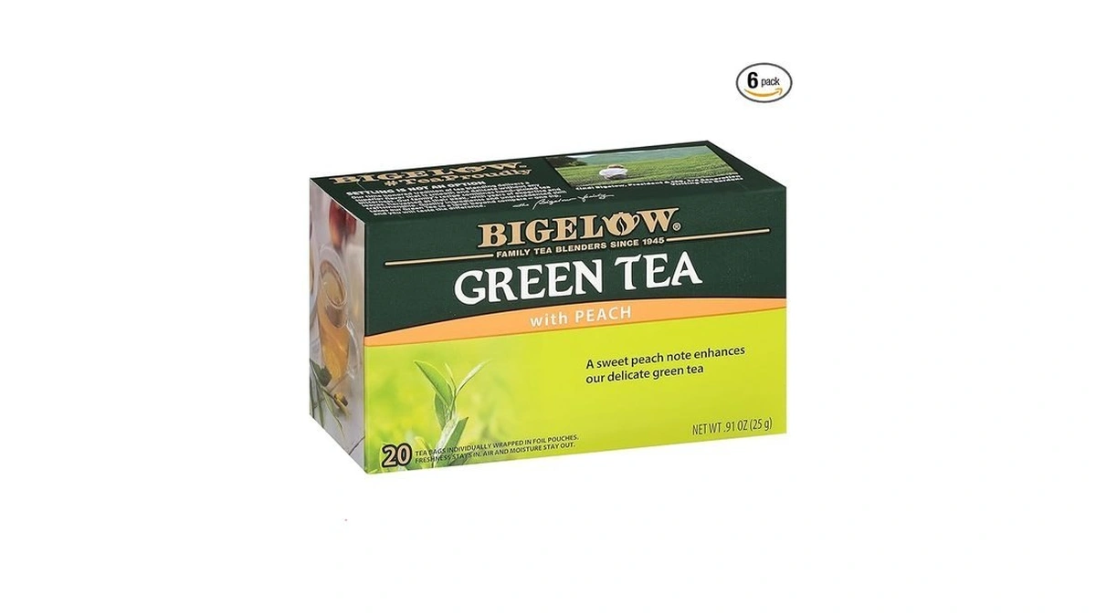 Bigelow Tea Green Tea With Peach, Caffeinated Tea With Green