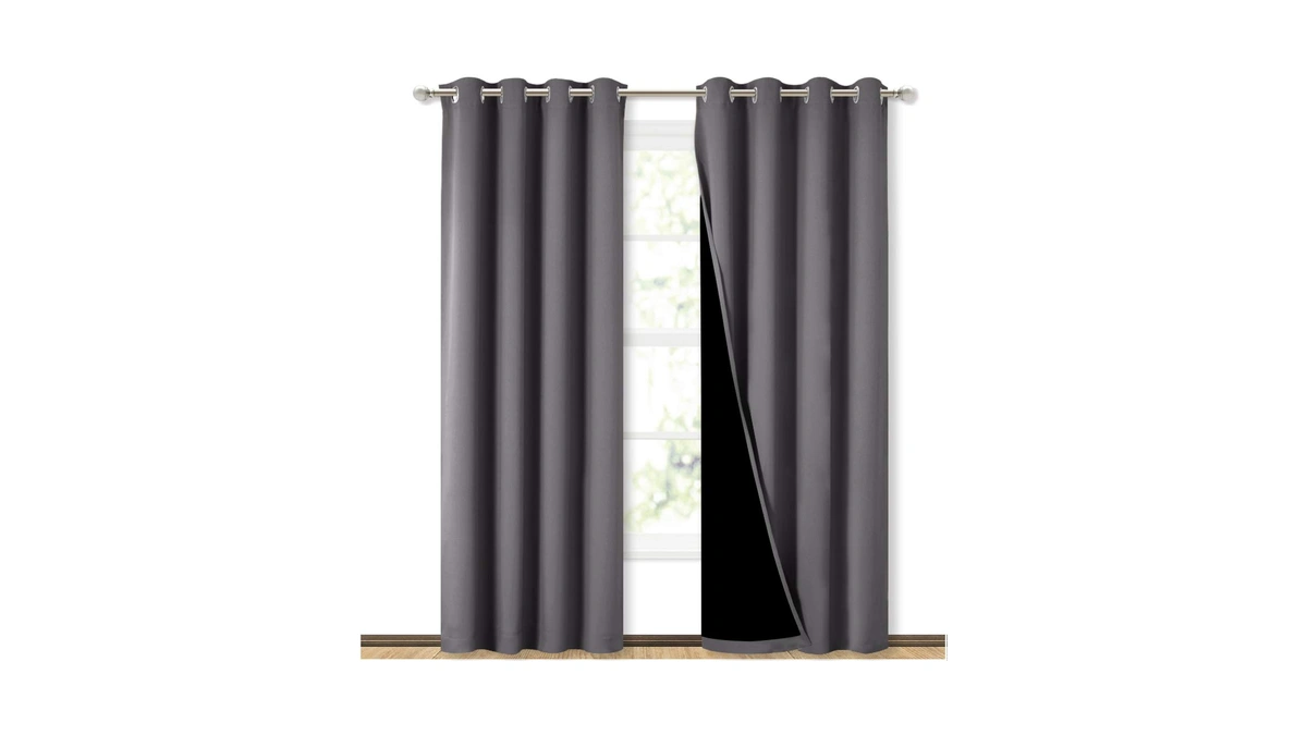Nicetown Grey Full Shade Curtain Panels, Pair Of Energy Smart
