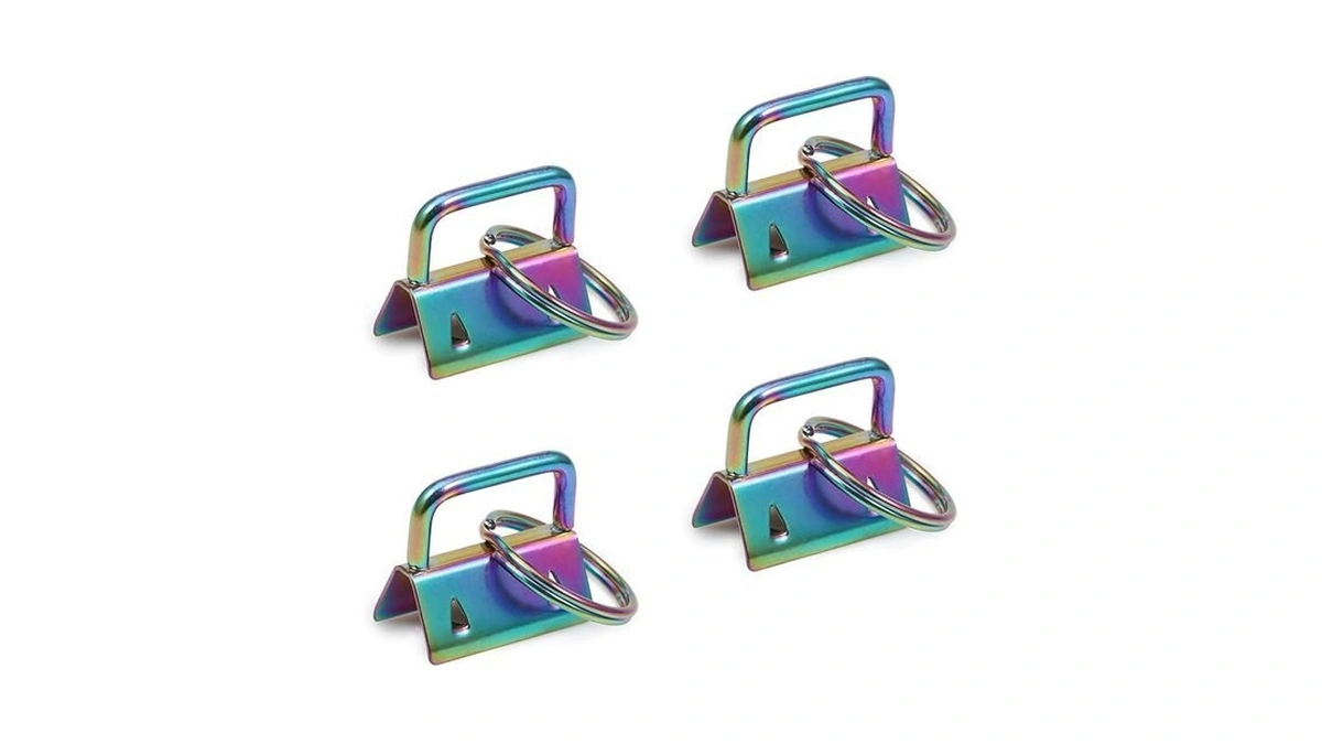 Speedwox 25pcs 1 Inch Key Fob Hardware Set, Rainbow Keychain