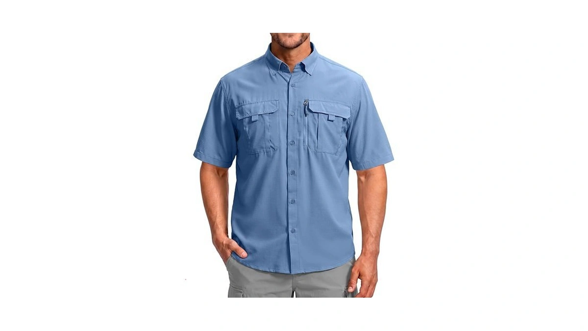 Betbo Men's Short Sleeves Fishing Shirts Summer Travel Button Down