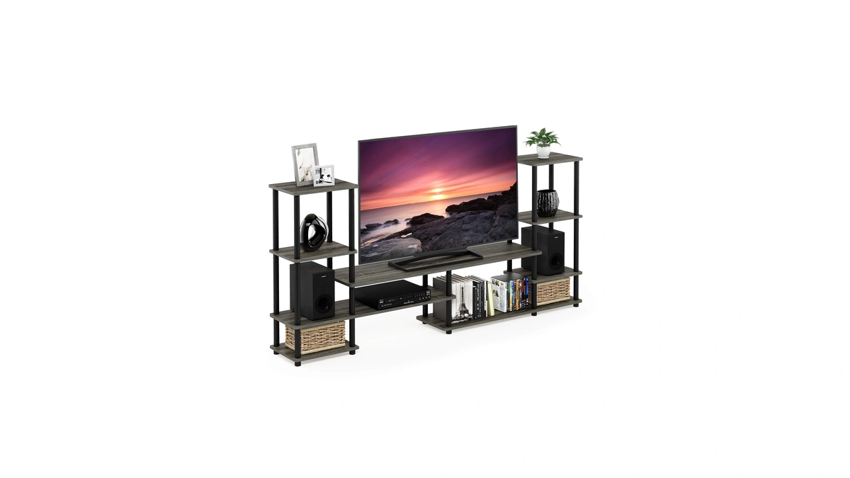 Furinno Turn-n-tube Tv Stand, Wide Open Frame Entertainment Center With