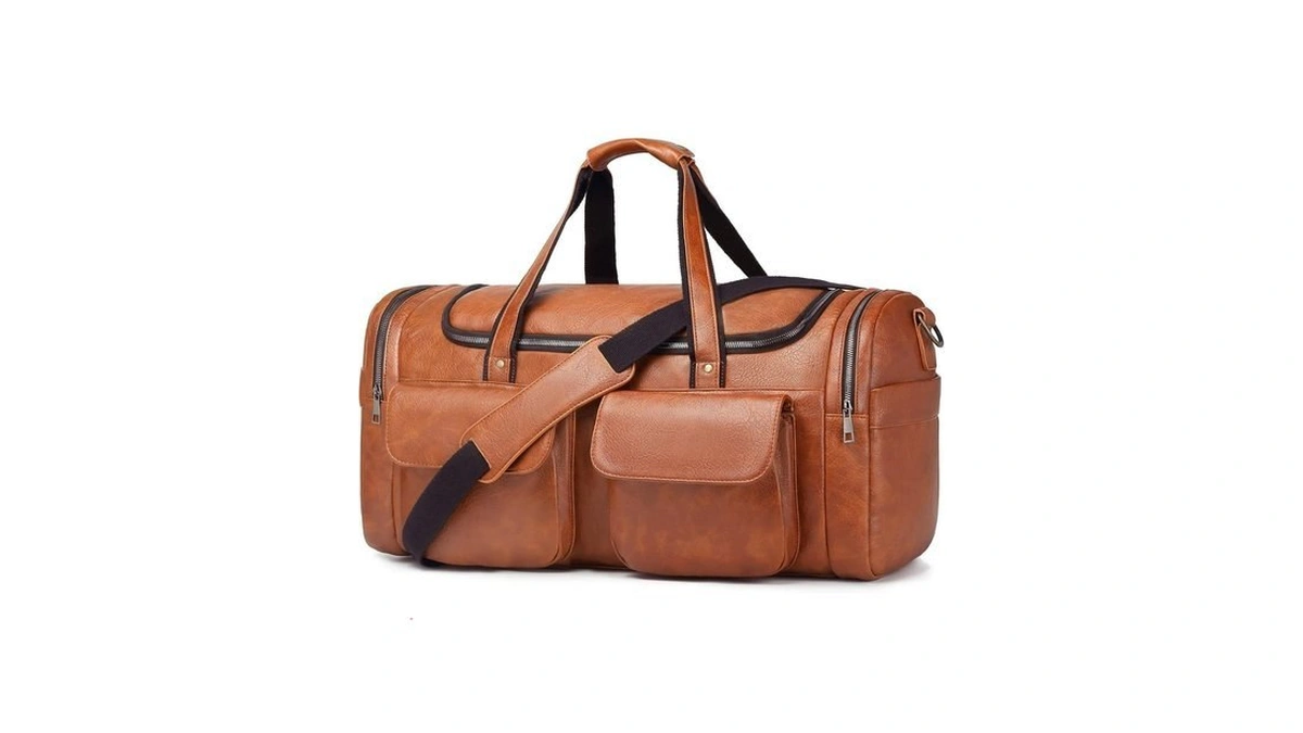 Bolosta Travel Duffel Bag For Men Women, Large Pu Leather