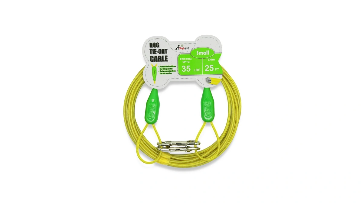 Petest 25ft Tie-out Cable With Crimp Cover For Small Dogs