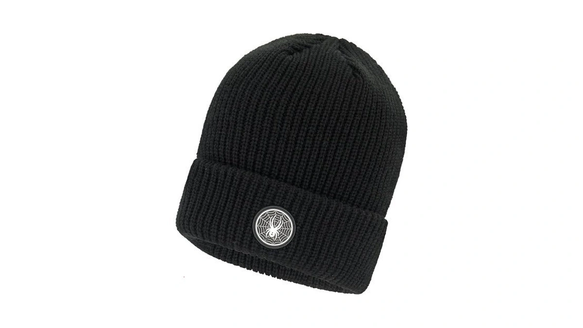 Spyder Mens Fleece Lined Cuff Logo Beanie, Black, One Size