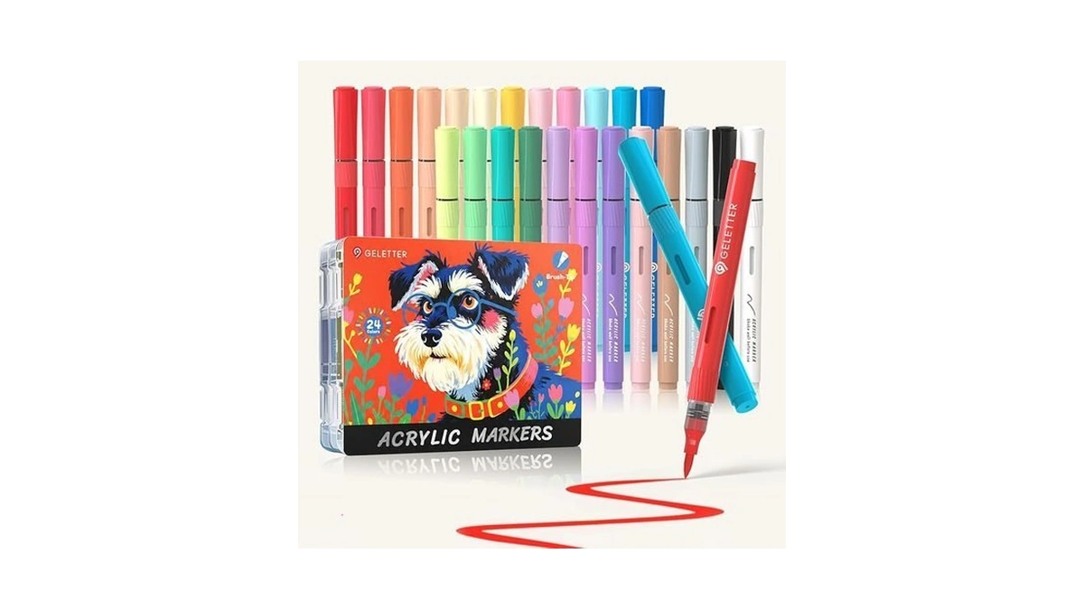 Geletter Geleter Acrylic Paint Markers, Brush Tip Water-based Automatic Ink