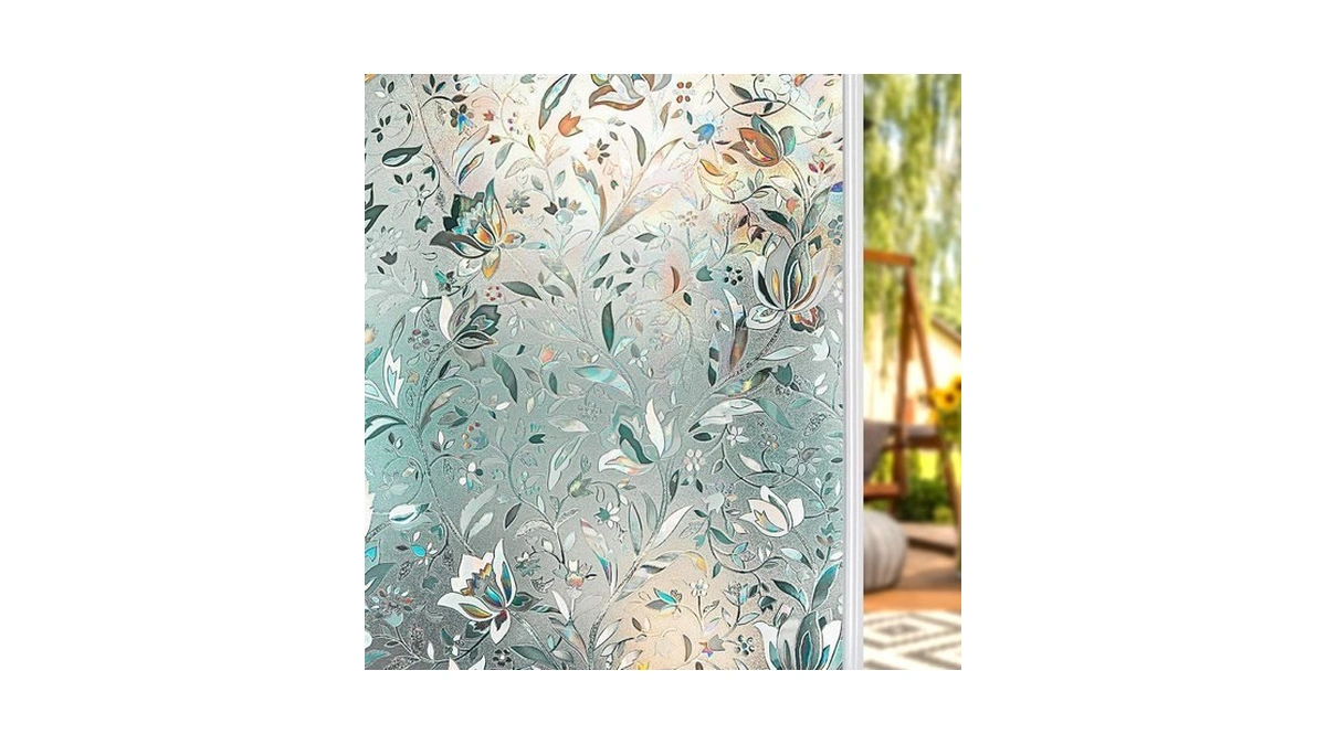 Rainbow Privacy Window Film Stained Glass Tulip Pattern 23.6 X