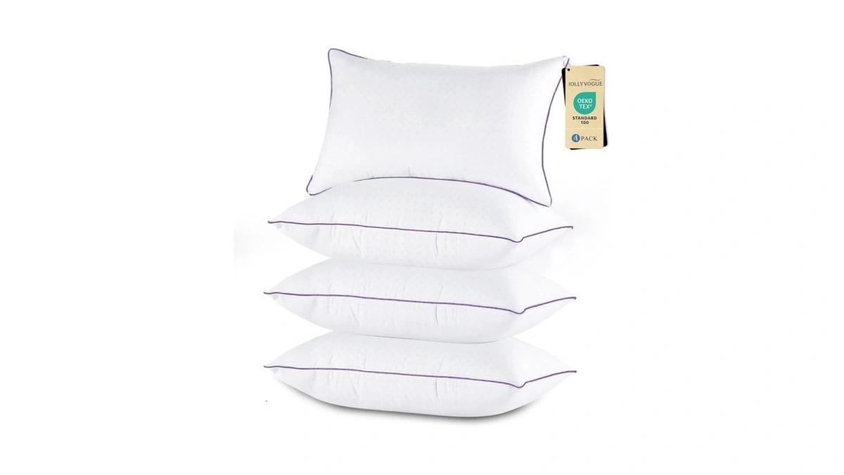 Jollyvogue Pillows Queen Size Set Of 4, Washable Supportive Bed