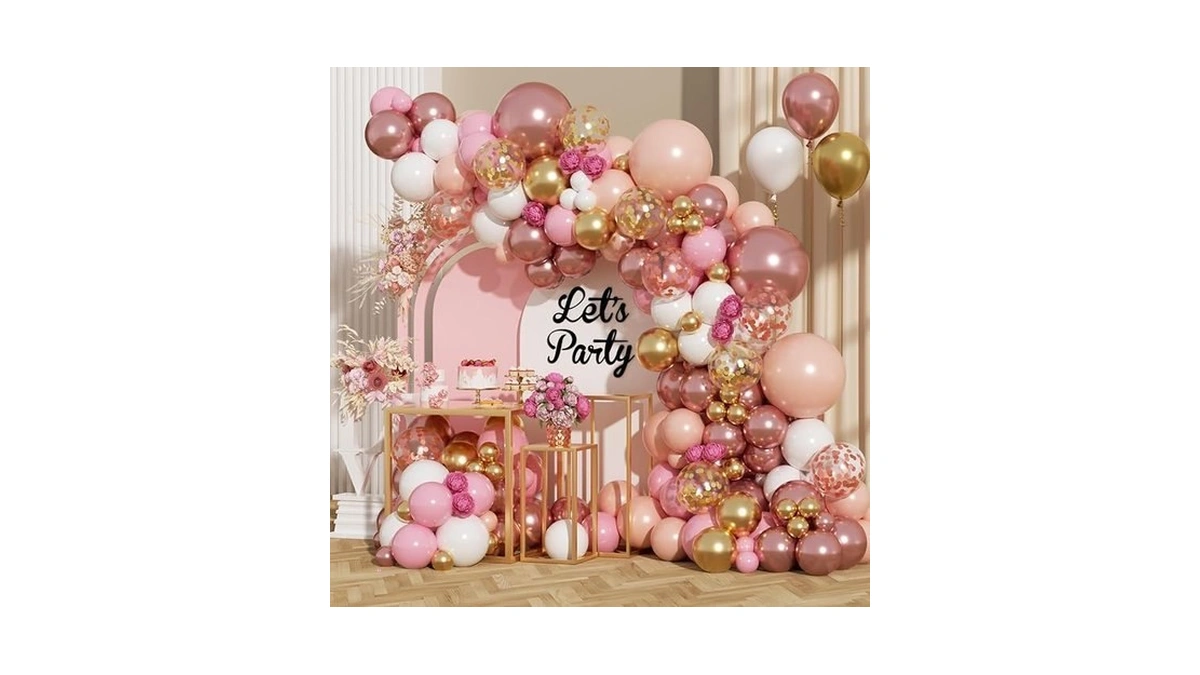 Adoinby Rose Gold Balloon Arch Kit, 164pcs Nude Pastel Pink