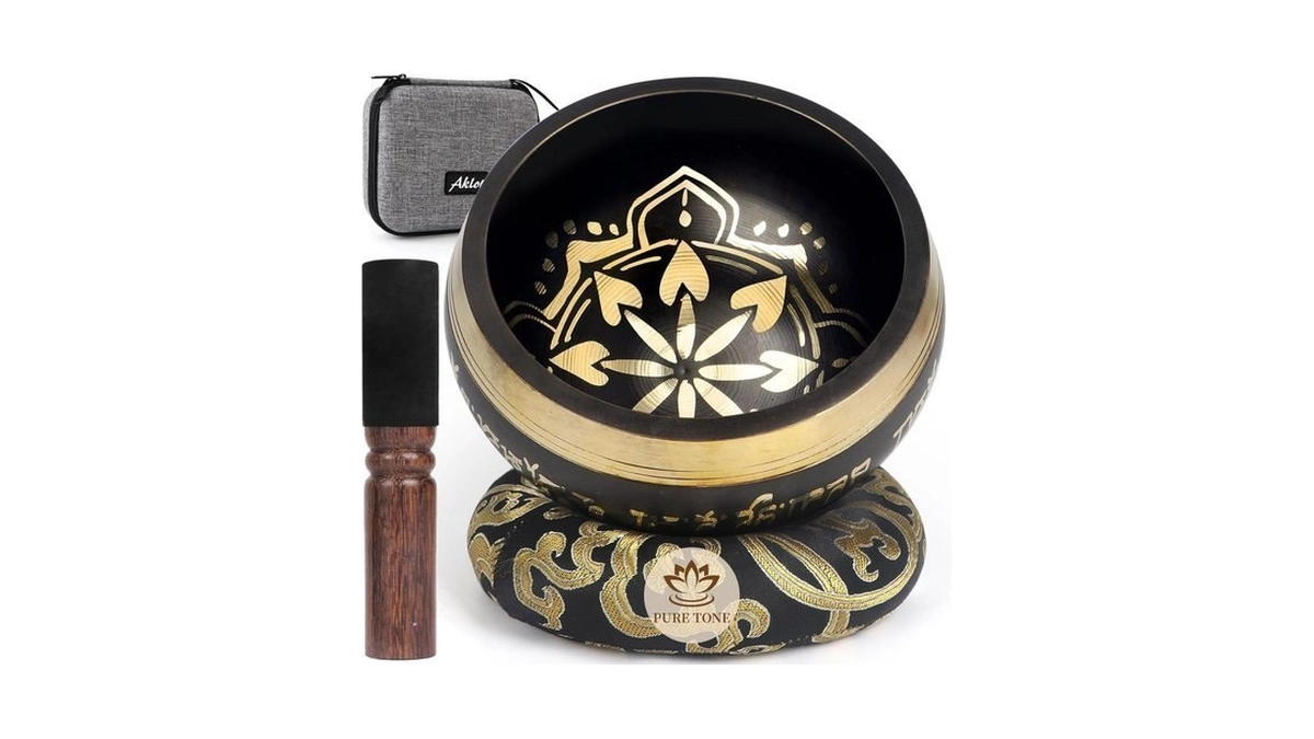 Aklot Handmade Meditation Singing Bowl: Tibetan Sound Bowl Set With