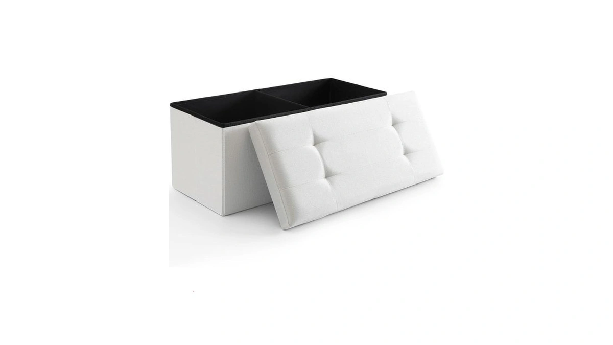 Cuyoca Storage Ottoman Bench Foldable Seat Footrest Shoe Bench End