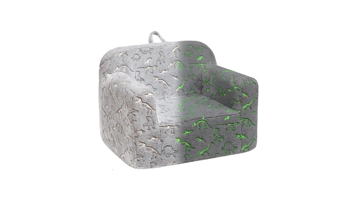 Alimorden Kids Ultra-soft Snuggle Foam Filled Chair, Glow-in-the-dark Dinosaurs Fossil