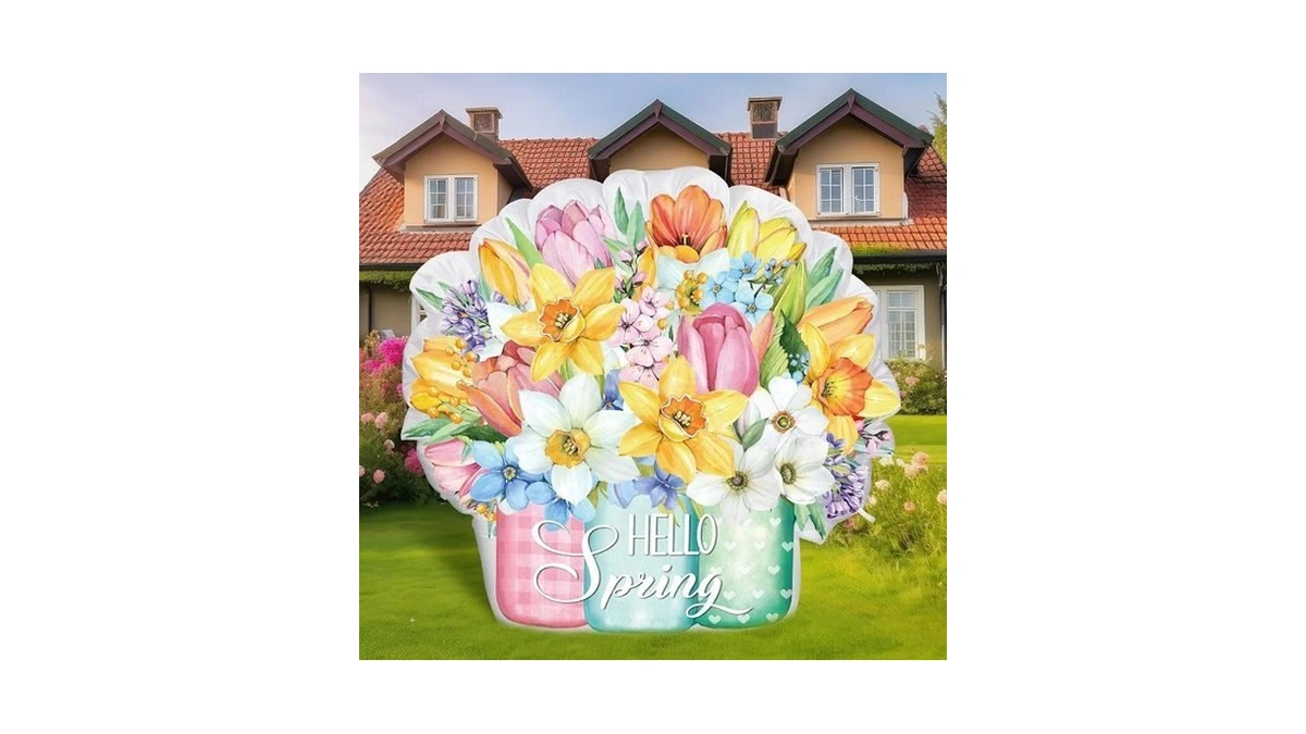 Halloscume 5ft Spring Floral Inflatable Outdoor Decorations Blow Up Mason
