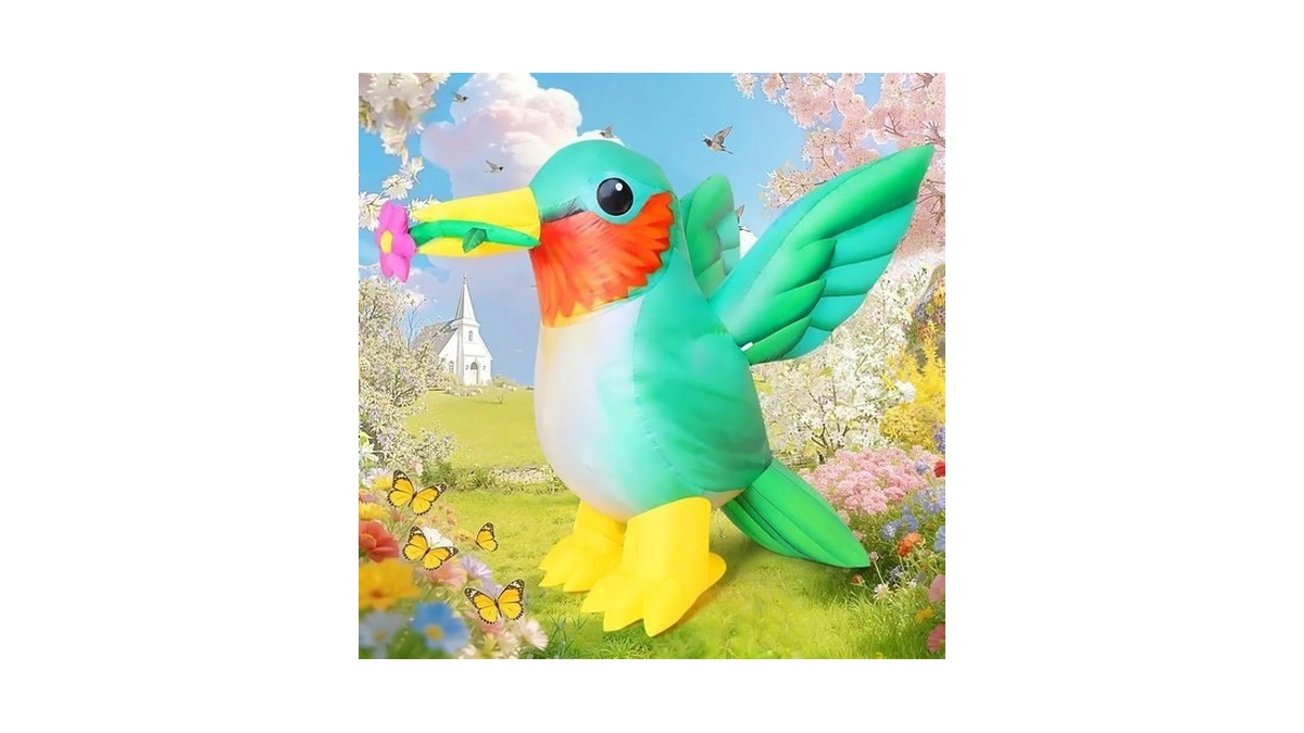 Comin 5 Ft Inflatables Hummingbird Gifts With Flower Outdoor Decorations