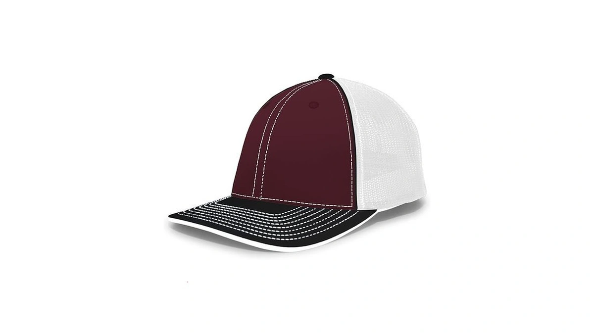 Pacific Headwear Trucker Flexfit® Cap, Maroon/white/black, Xs