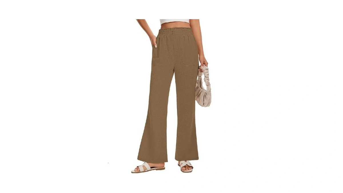 Luxebold High Waisted Straight Leg Trousers Women's Lightweight Casual Summer