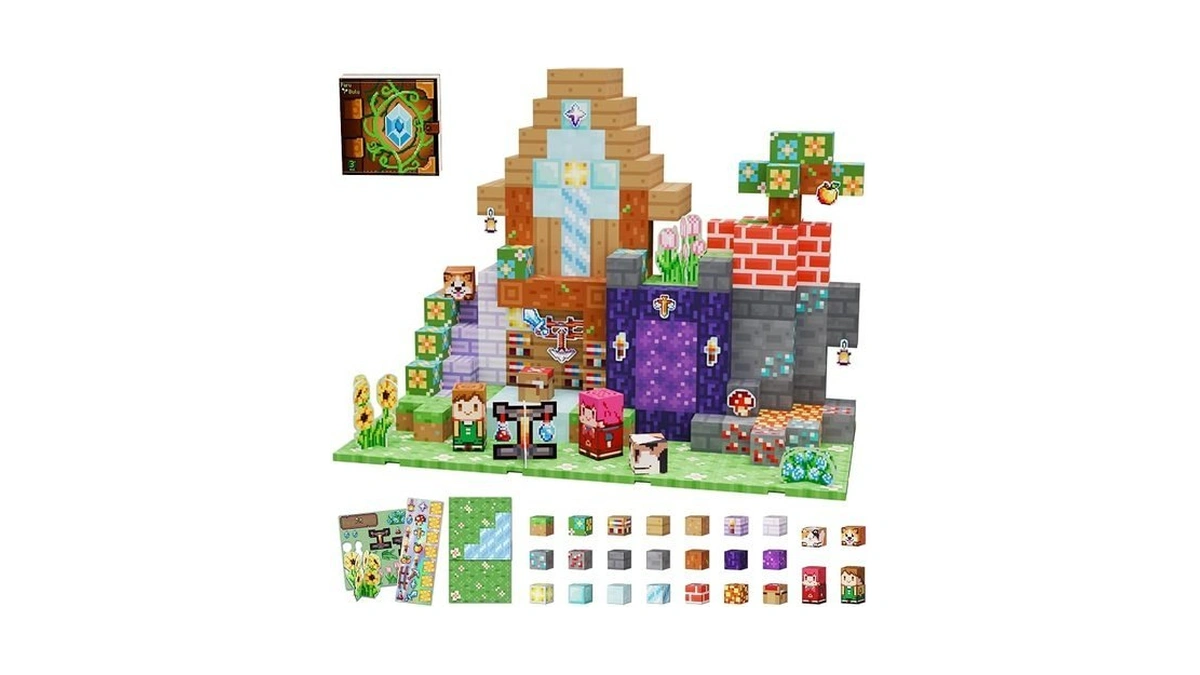Paru Bulu Magnetic Blocks 200pcs,magnetic Building Blocks With Baseplate,shiny Stickers