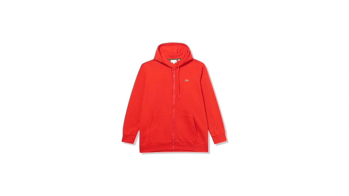 Lacoste Men's Big Fit Fleece Hoodie, 1xlb, Red