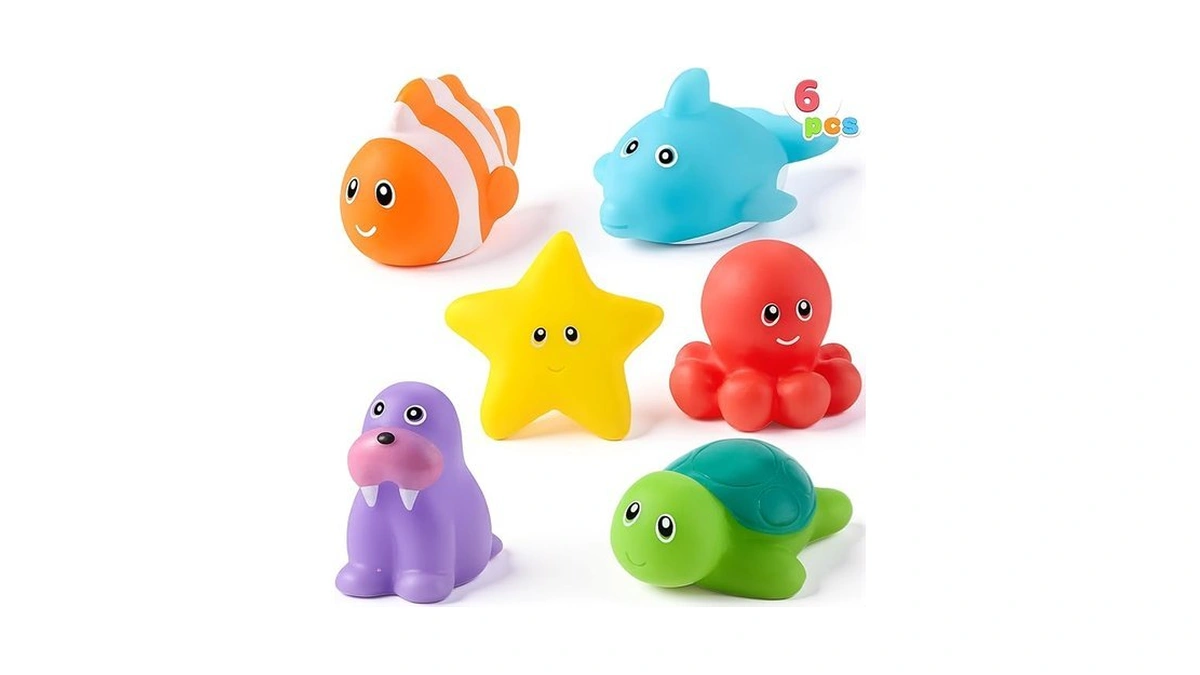 Joyin 6 Pcs Sea Animal Bath Toys, Sealed & No-hole