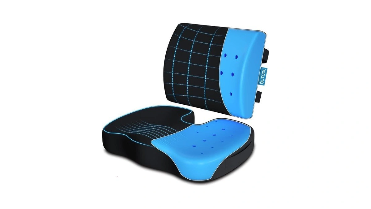 Memory Foam Seat Cushion & Lumbar Support Pillow For Office