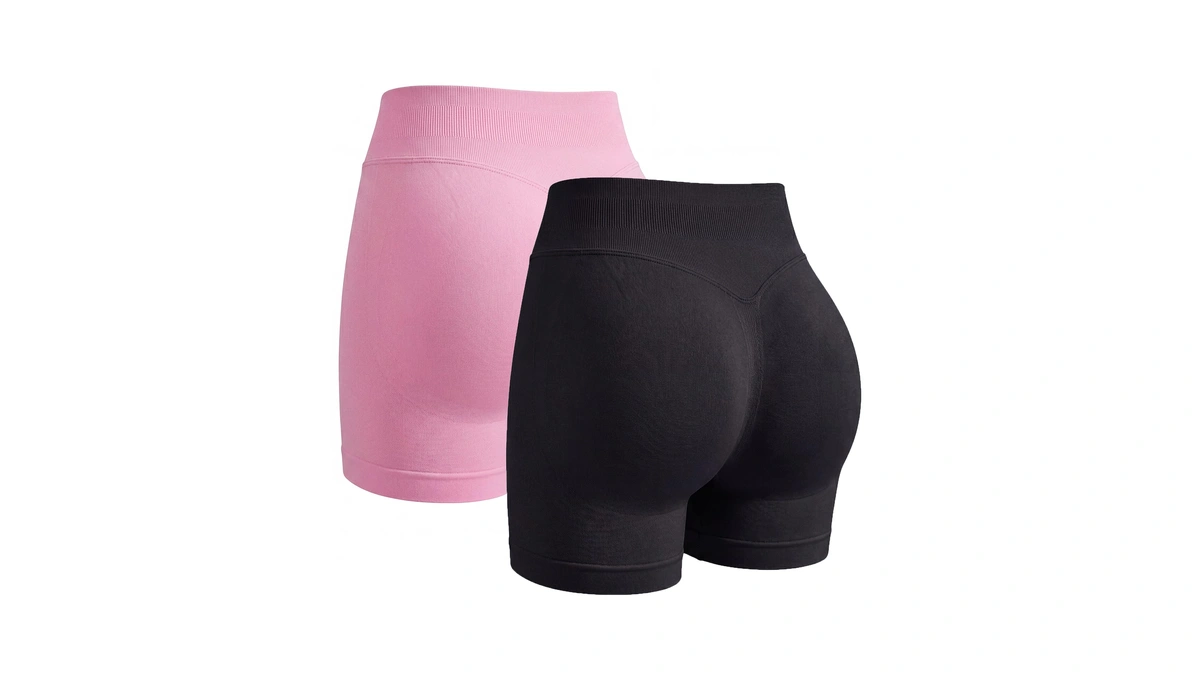 Mysuntown 2 Pack Women Workout Shorts, 4.5" High Waisted Butt