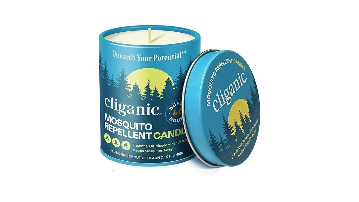 Cliganic Mosquito Repellent Candle (9oz) | Citronella, Deet Free, Essential