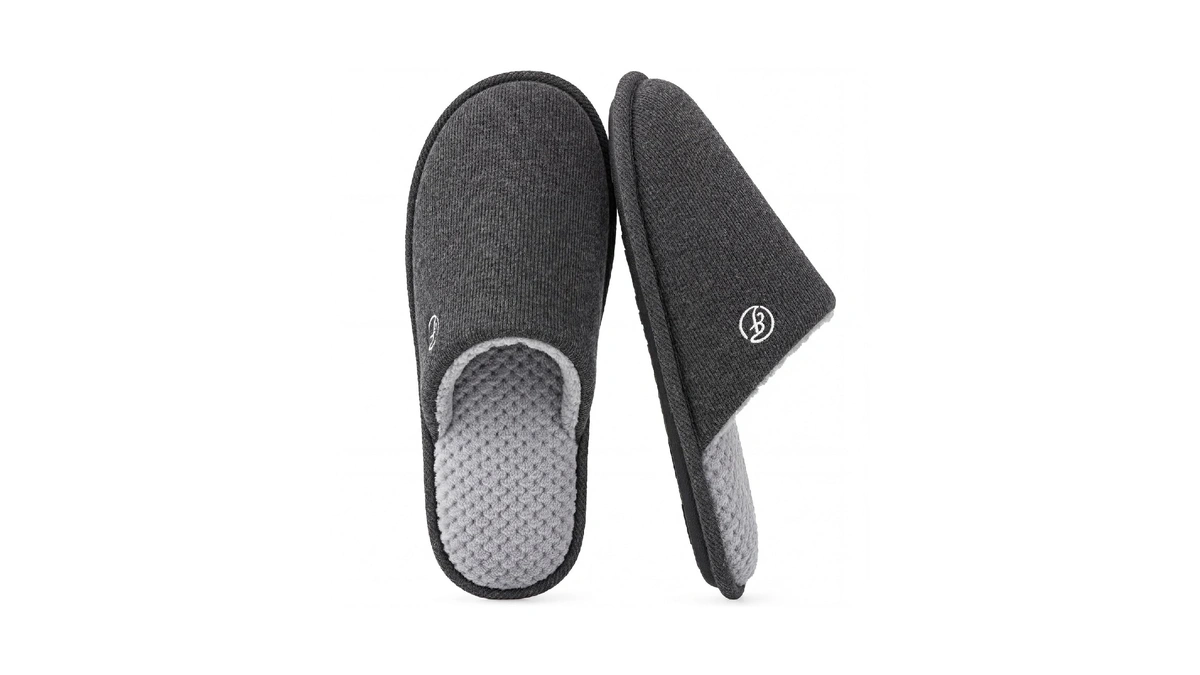 Everfoams Men's Cotton Knit Slippers Lightweight Memory Foam Indoor Breathable