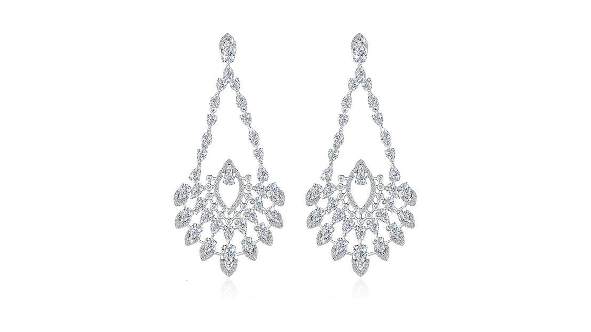Frwiskp Wedding Earrings For Brides,18k White Gold Plated Sterling Silver