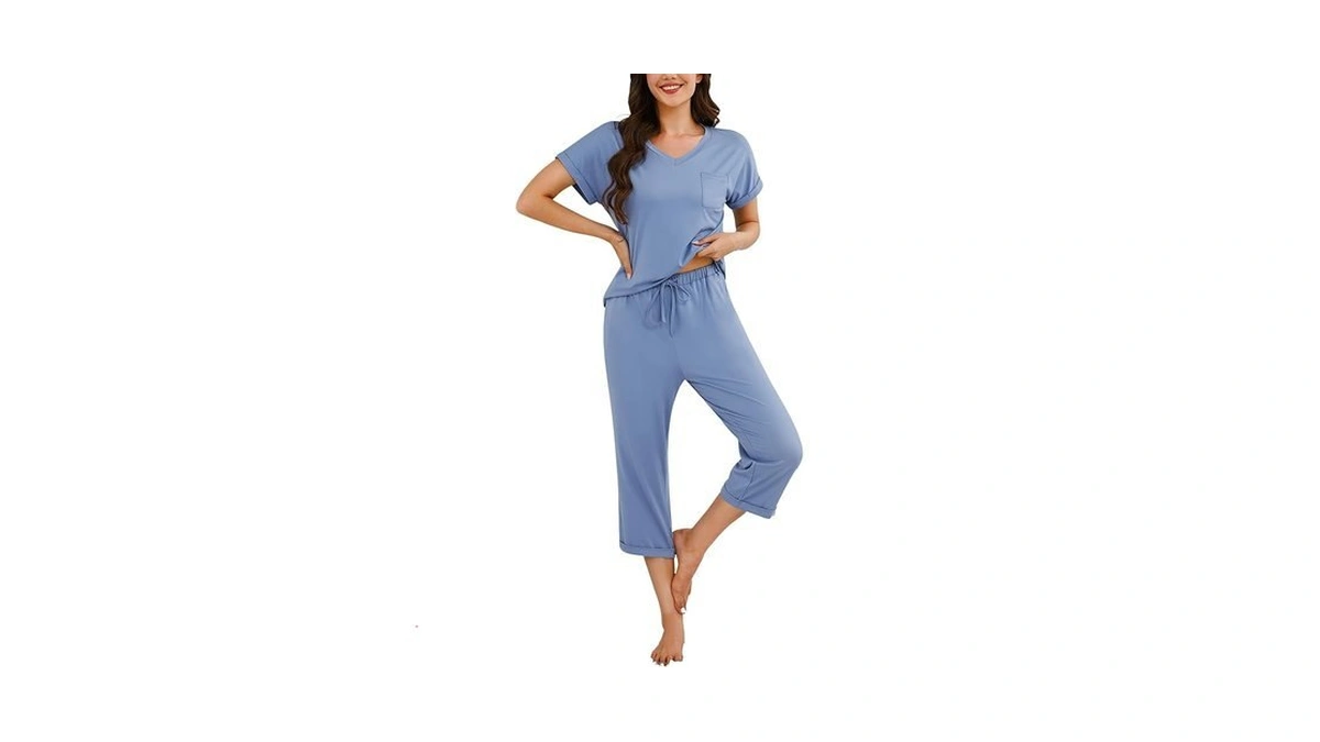 Marvmys Womens Short Sleeve Pajama Set Two Piece Summer Sleepwear