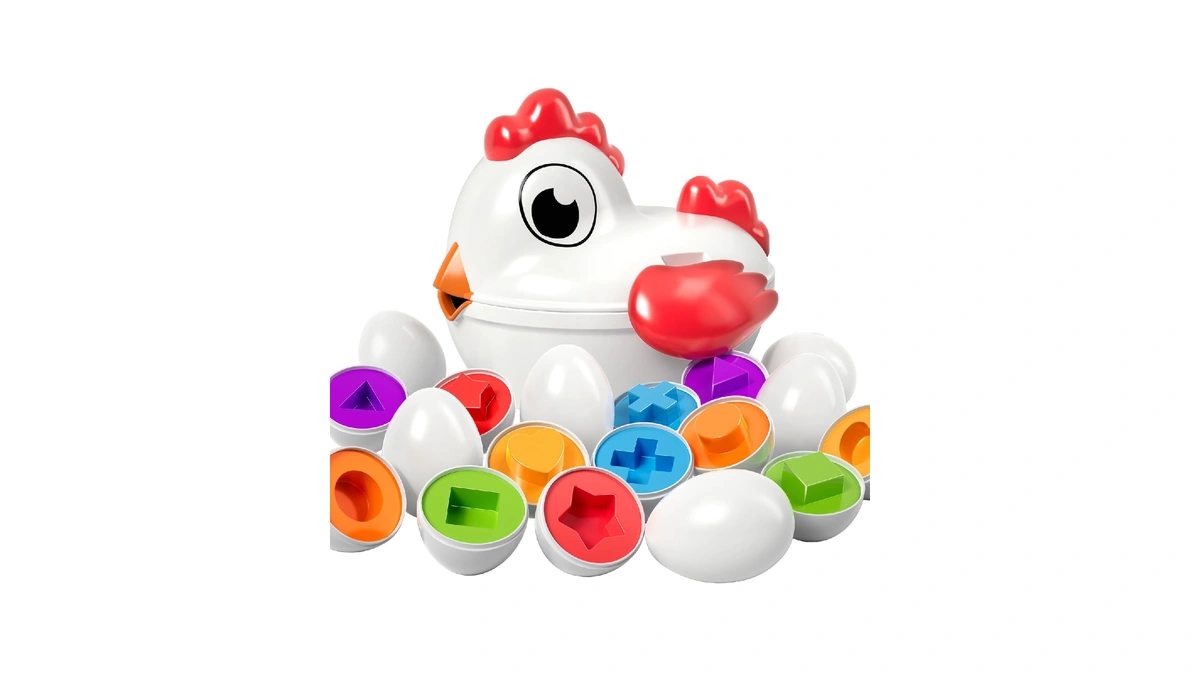 Temi Toddler Chicken Easter Eggs - Color Matched Game Shape