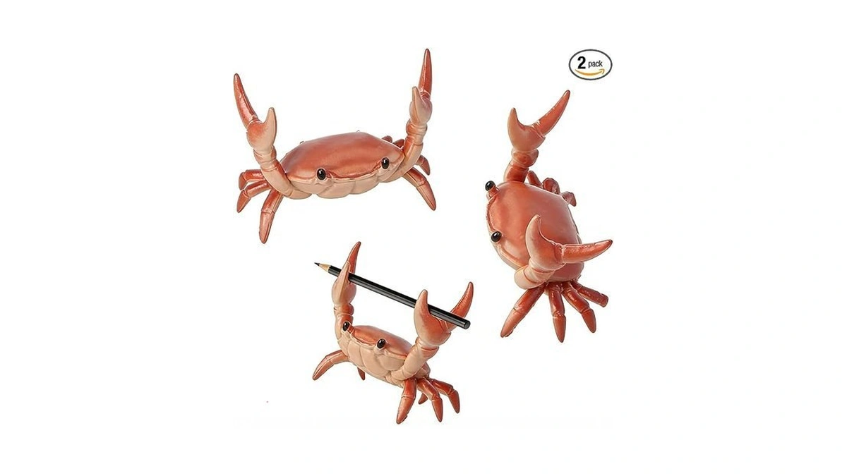 Liedrg Creative Crab 2 Pack Weightlifting Crab Pen Holder, Pencil