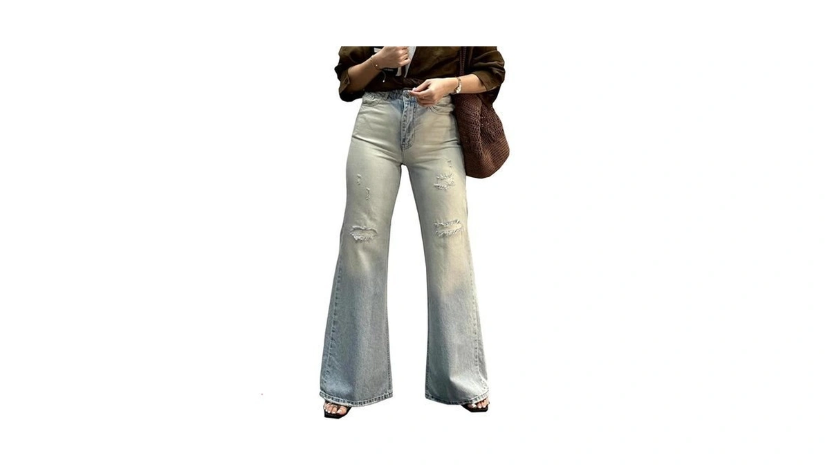 Cutielove Women's High Waisted Bootcut Micro Flare Jeans,wide Leg Stretch