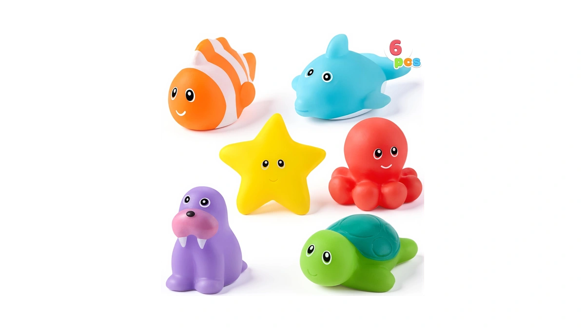 Joyin 6 Pcs Sea Animal Bath Toys, Sealed & No-hole