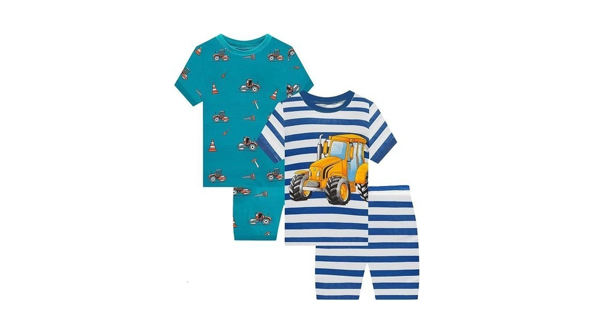 Little Bety Cotton Pajamas Boys Farmtruck Pjs Toddlers Car Tools